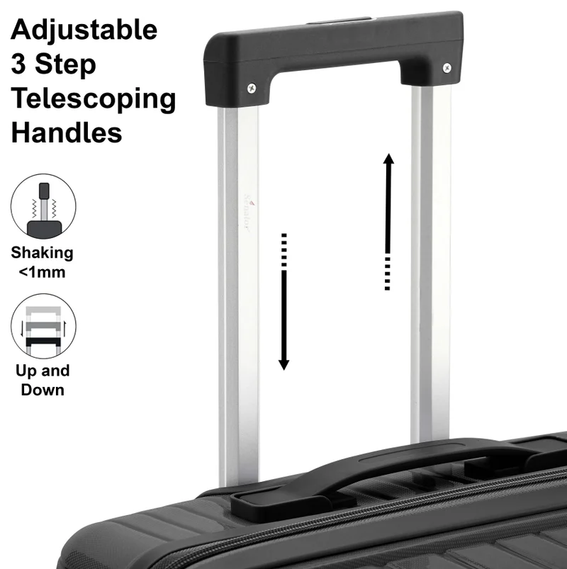 Senator  Unisex PP Fashion Trolley Luggage Set Lightweight Hard-Shell Spinner luggage with 4 Double Spinner Wheel and 3-Digit Combination Lock KH1010 Black  | Best Price UAE